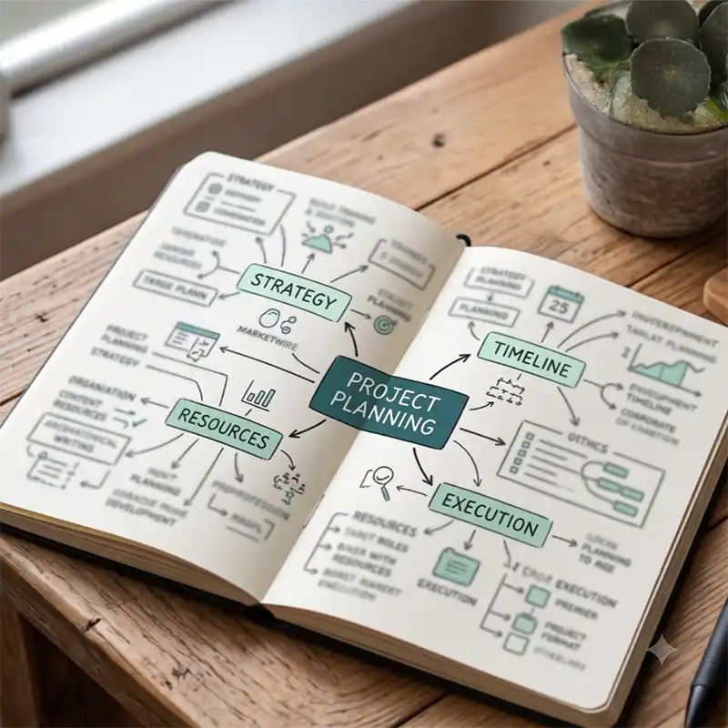 website beratung seo strategie themencluster struktur notizbuch